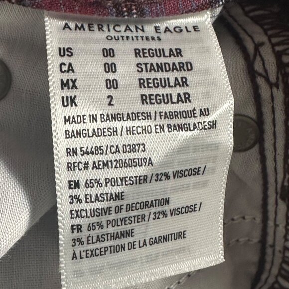 American Eagle Outfitters Hi-Rise Mini Skirt Plaid Maroon Black SZ 00 Preppy - Picture 6 of 11